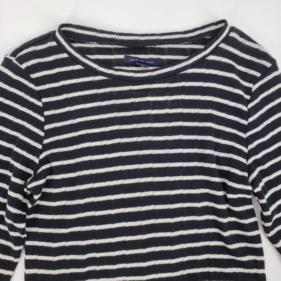 American Eagle Navy & White Striped Crop Top S - Picture 5 of 8
